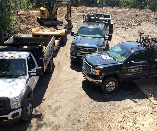 fleet of landscaping vehicles